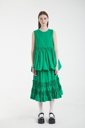 비뮈에트 2단 프릴 디테일 롱 스커트 BMUET(TE)